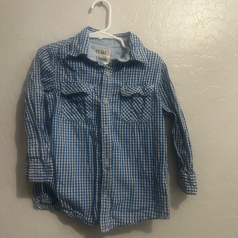 PD&C Blue Checkered Kids Shirt 4T